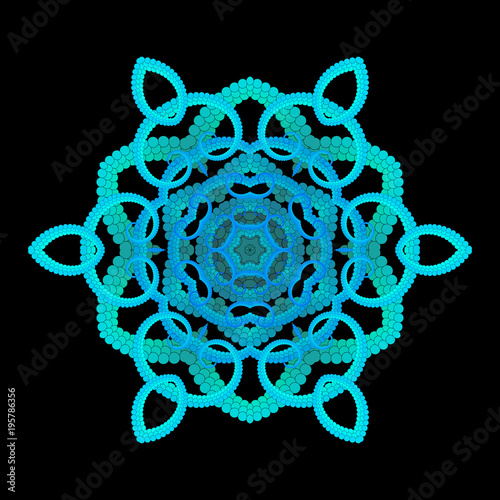 Vector Lotus Astral Mandala  -  Openwork Six Petalled  Iridescent Flourish Mystic Yantra Pattern
