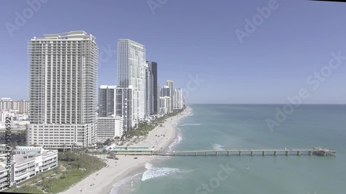 Aerial Footage Beach Sunny Isles Beaches, Bridge 