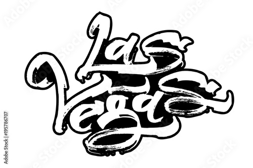 Las Vegas. Modern Calligraphy Hand Lettering for Serigraphy Print.