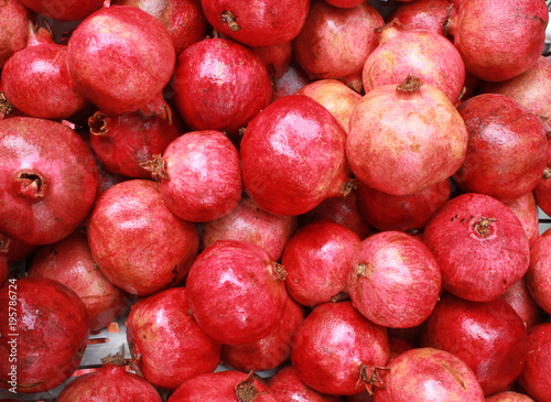 Group of pomegranates. Pomegranate closeup  background