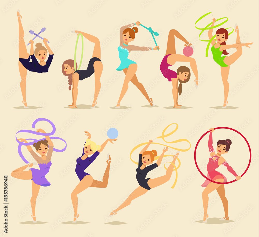 Ballerina female dancers fitness traditional vector silhouettes on background. Elegance performance allet dancer girl. Classical beauty people ballerina dancer girl balance exercise action