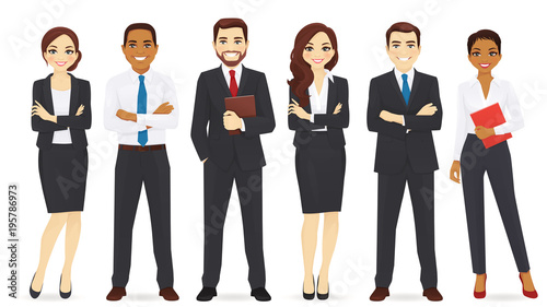 Group of business man and woman vector illustration set