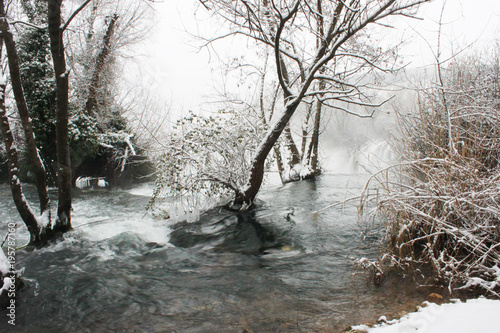 Kravice waterfall snow winter