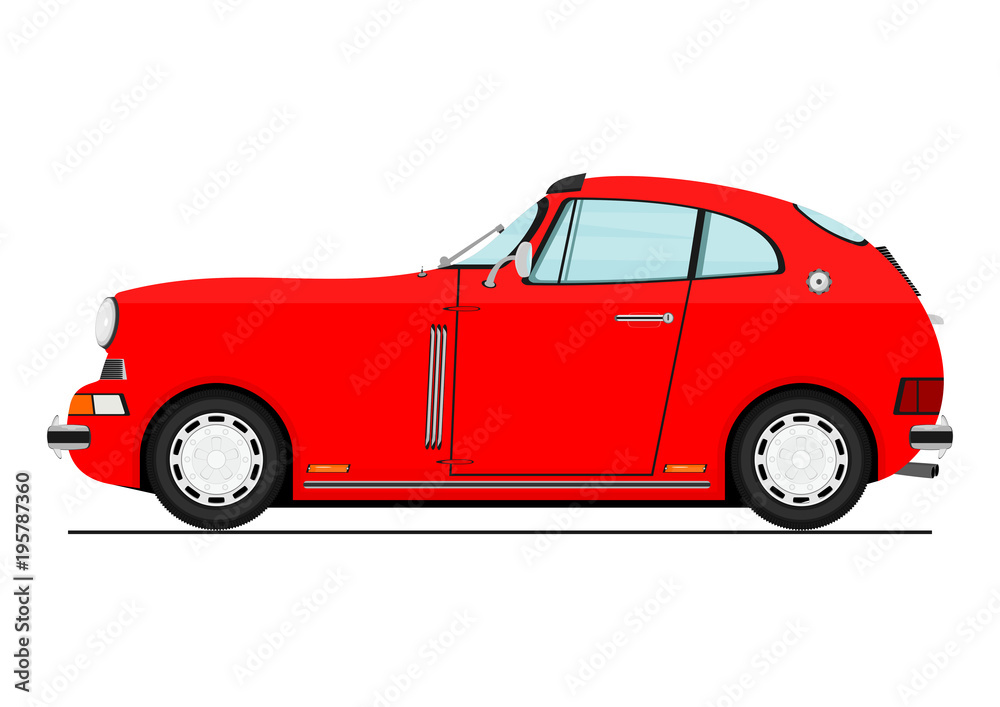 Cartoon red sports car. Side view. Flat vector. Stock Vector Adobe Stock