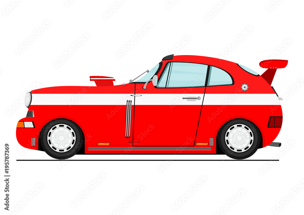 Cartoon red sports car. Side view. Flat vector. Stock Vector Adobe Stock