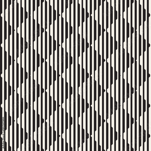 Vector seamless black and white halftone lines pattern. Abstract geometric retro background design.