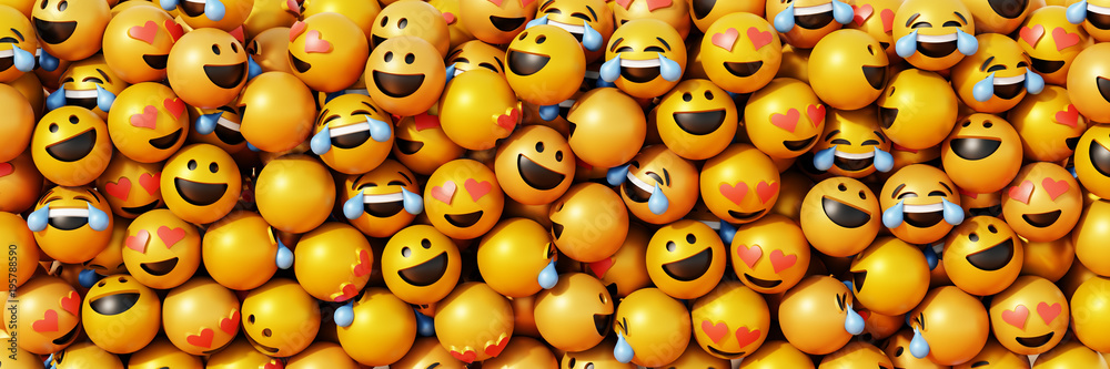 Infinite emoticons 3d rendering background, social media and communications concept - obrazy, fototapety, plakaty 