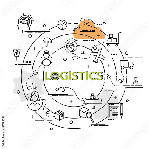 Flat colorful design concept for Logistics. Infographic idea of making creative products..Template for website banner, flyer and poster.