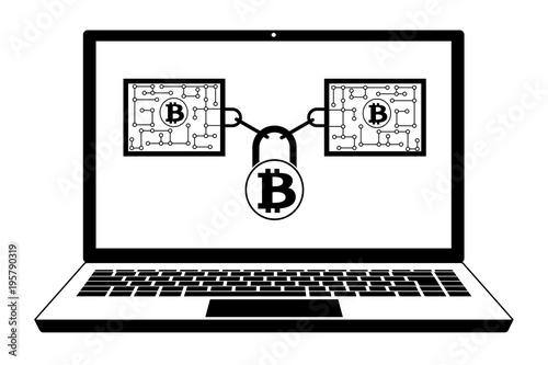 bitcoin block chain technology in the laptop   