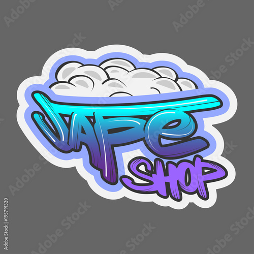 Vape shop text in graffiti style