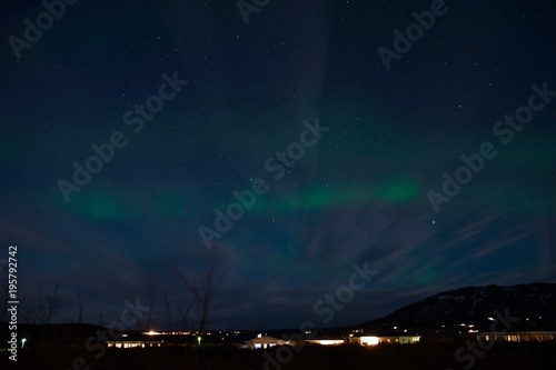 Iceland Aurora Northern Lights and star near Selfoss