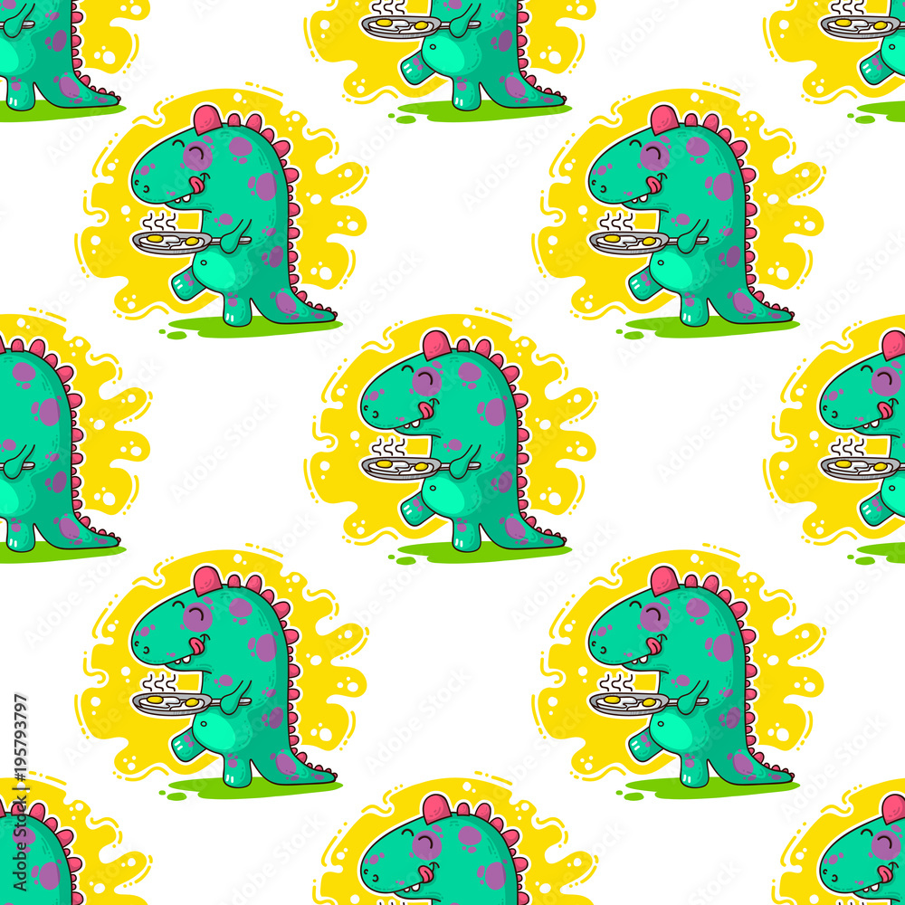 Cool Dino doodle vector pattern Cool Dino doodle vector pattern