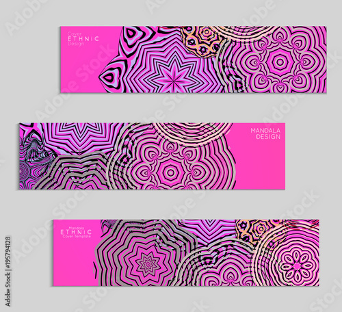 Ethnic banners template with floral Mandala ornament.