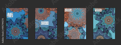 Ethnic banners template with floral Mandala ornament.