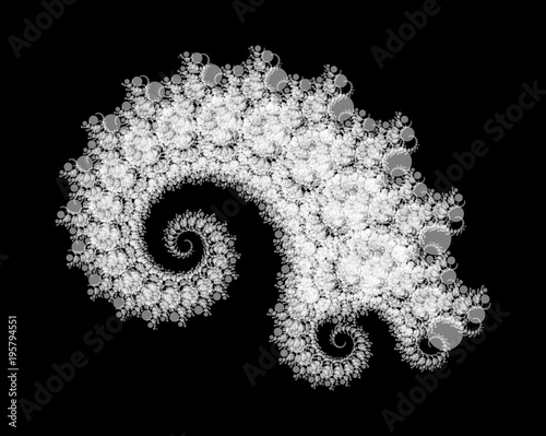 Vector Fractal Beaded Spiral Nautilus Vortex Shape -  Generative Op Art Element
