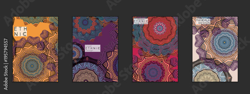 Ethnic banners template with floral Mandala ornament.