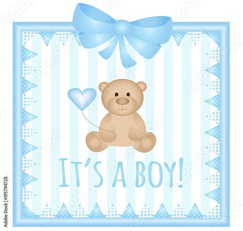 Baby arrival announcement card- It's a boy vector