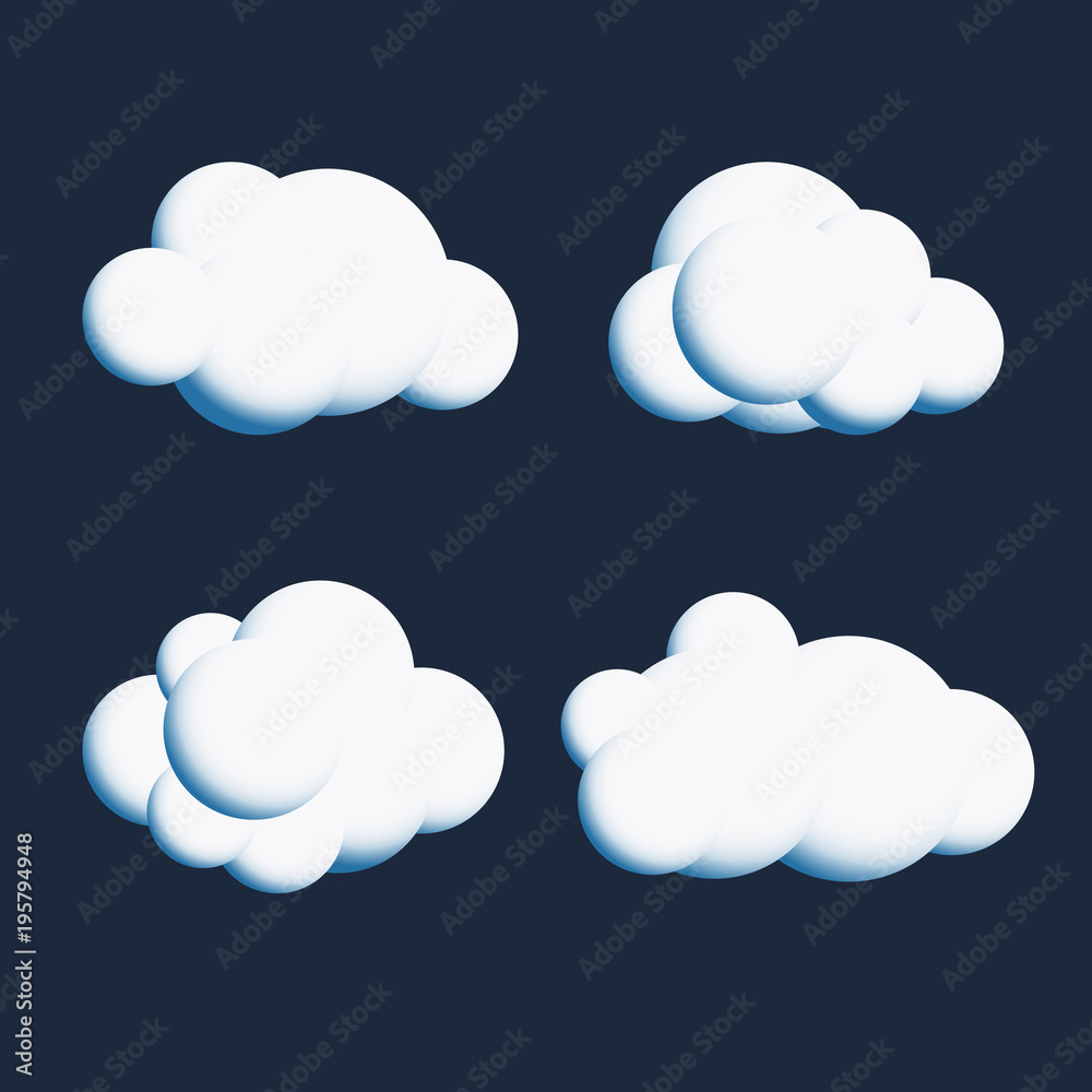 Vector White Cute Cloud Collection - Simple Cloud Set for Weather Forecast and Other Design Project 
