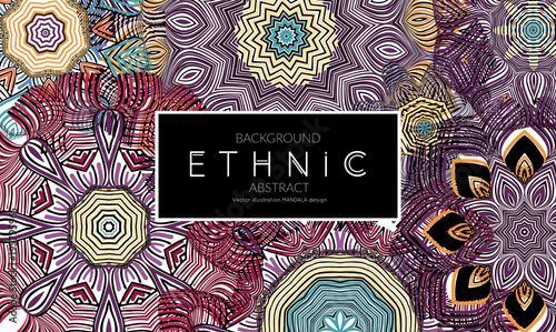 Ethnic banners template with floral Mandala ornament.