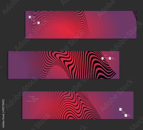 Minimal banner templates with marble striped texture