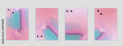 Geometric halftone gradient texture cover banner template