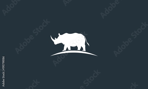Vector illustration of a silhouette of a rhino standing, Rhino Silhouette African Strong Mammal Silhouette Logo Mascot