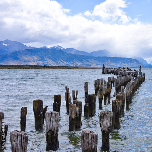 The Old Pier (Muelle Historico) in Almirante Montt Gulf in Patagonia - Puerto Natales, Magallanes Region, Chile