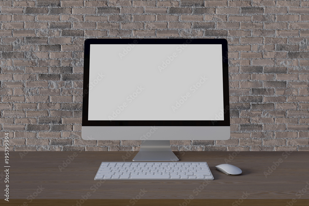 Fototapeta premium Mock up computer pc on table.