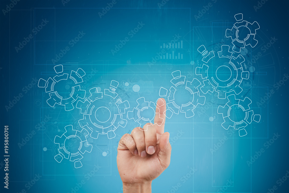 Gears on virtual screen. Business strategy and technology concept. Automation process. Gears on virtual screen. Business strategy and technology concept. Automation process.