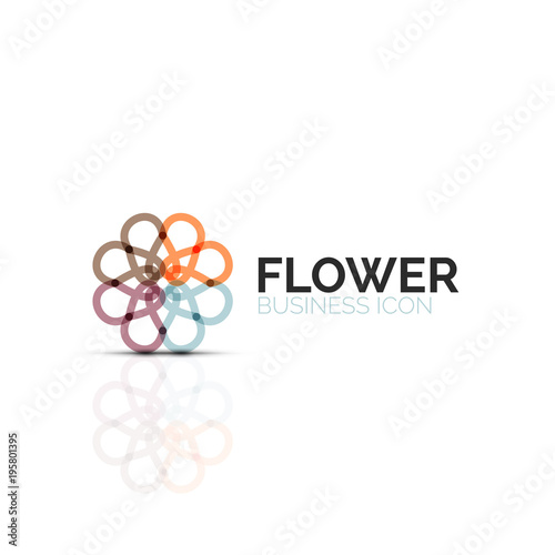 Abstract flower or star minimalistic linear icon, thin line geometric flat symbol for business icon design, abstract button or emblem
