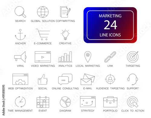 Line icons set. Marketing pack. Vector illustration	