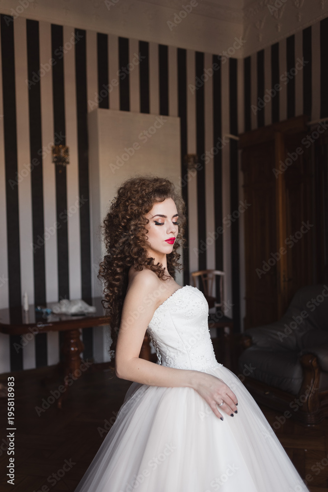 beautiful young girl bride with curly hair beautiful young girl bride with curly hair