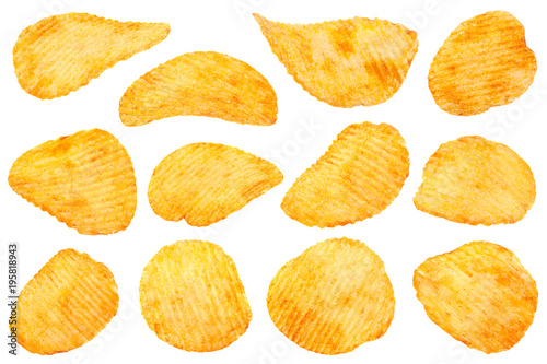 Orange pepper potato chips collection photo