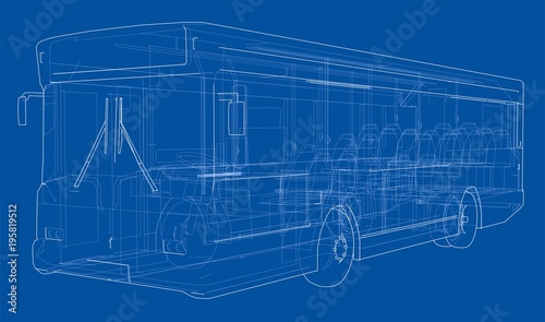 Concept city bus. Vector rendering of 3d