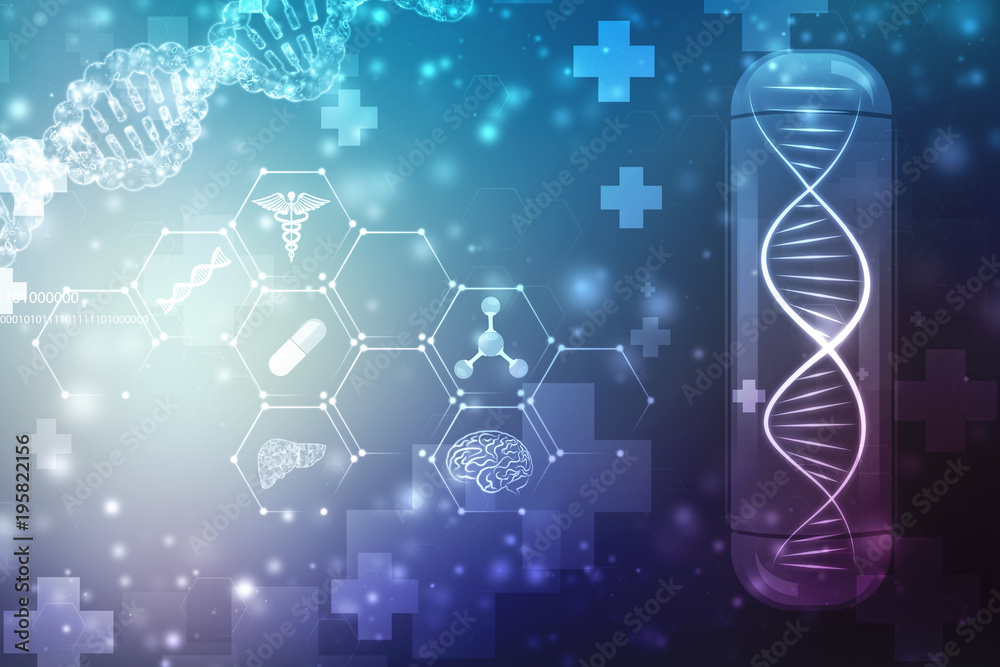 Fototapeta premium 2d render of DNA structure, abstract background