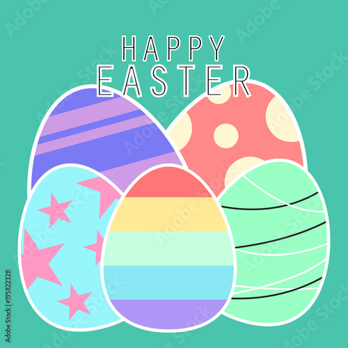 Abstract background Happy Easter with eggs, Vector illustration.