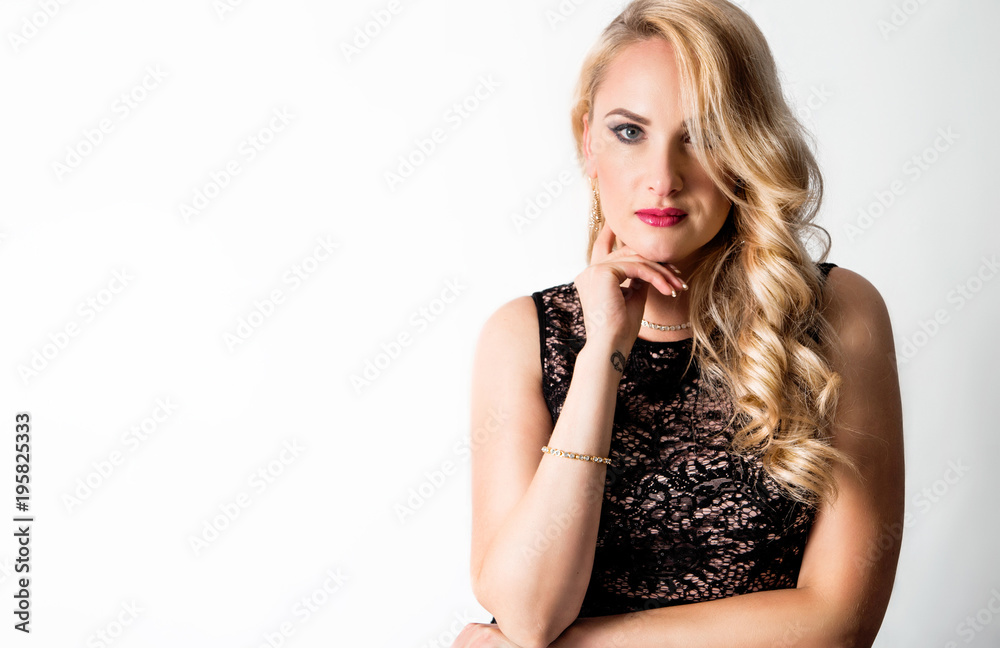 beautiful woman in a long evening black dress with lace beautiful woman in a long evening black dress with lace