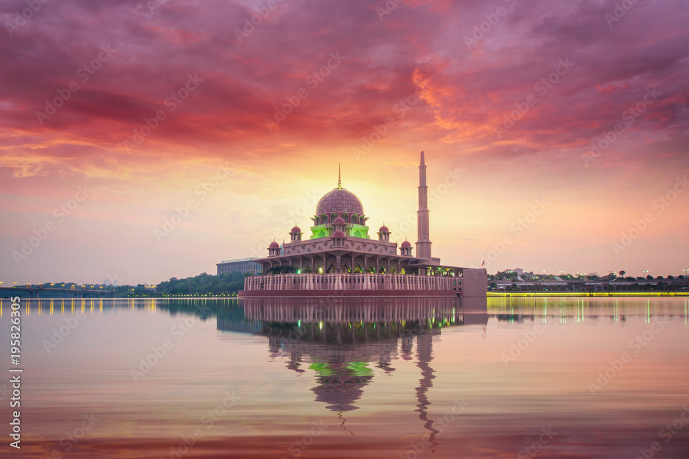 Mosque in Kuala lumpur city on morning sunrise