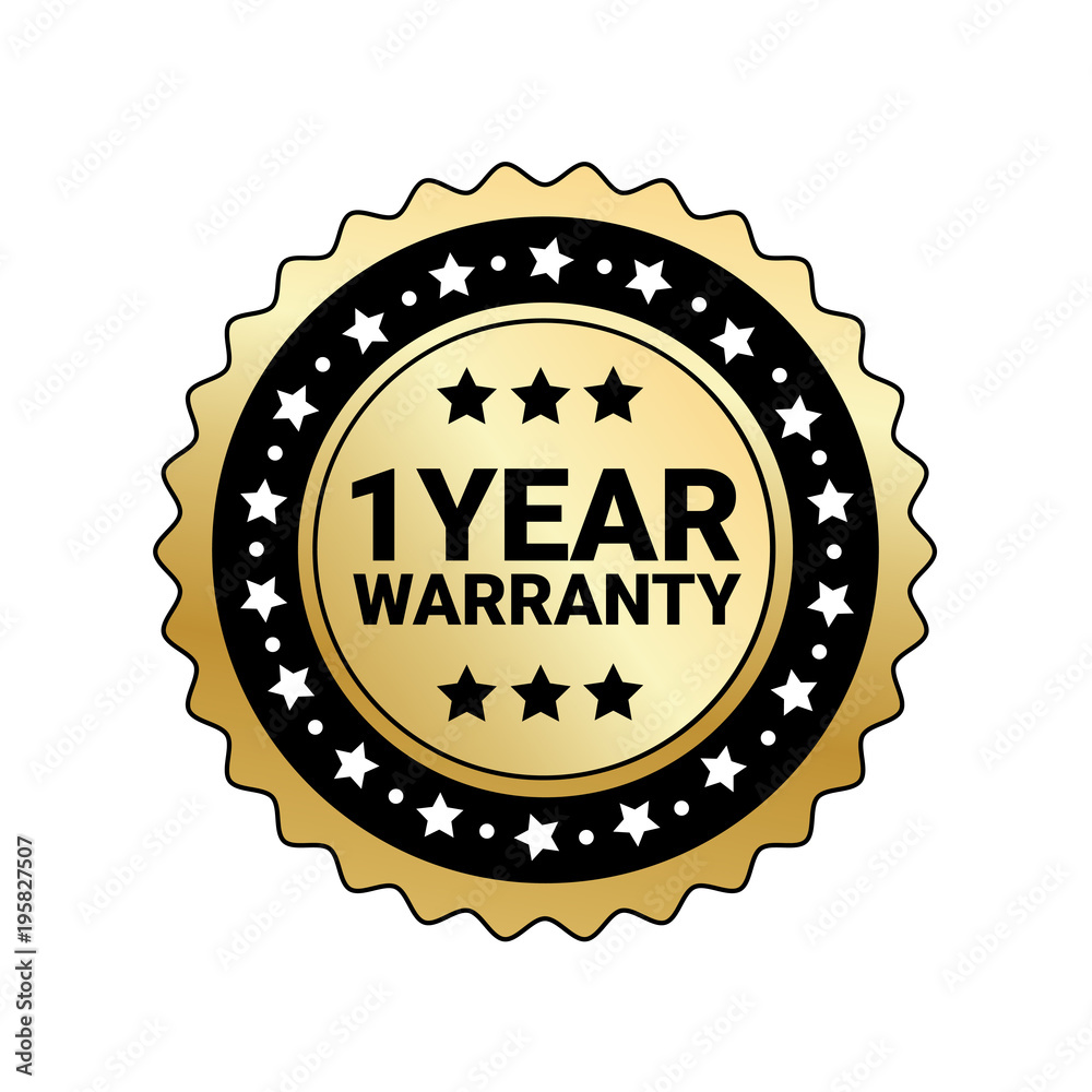 1 Year Warranty Sign Isolated Golden Mark Icon Vector Illustration 1 Year Warranty Sign Isolated Golden Mark Icon Vector Illustration