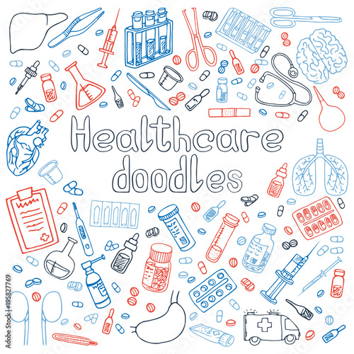 medicine doodles vector illustration