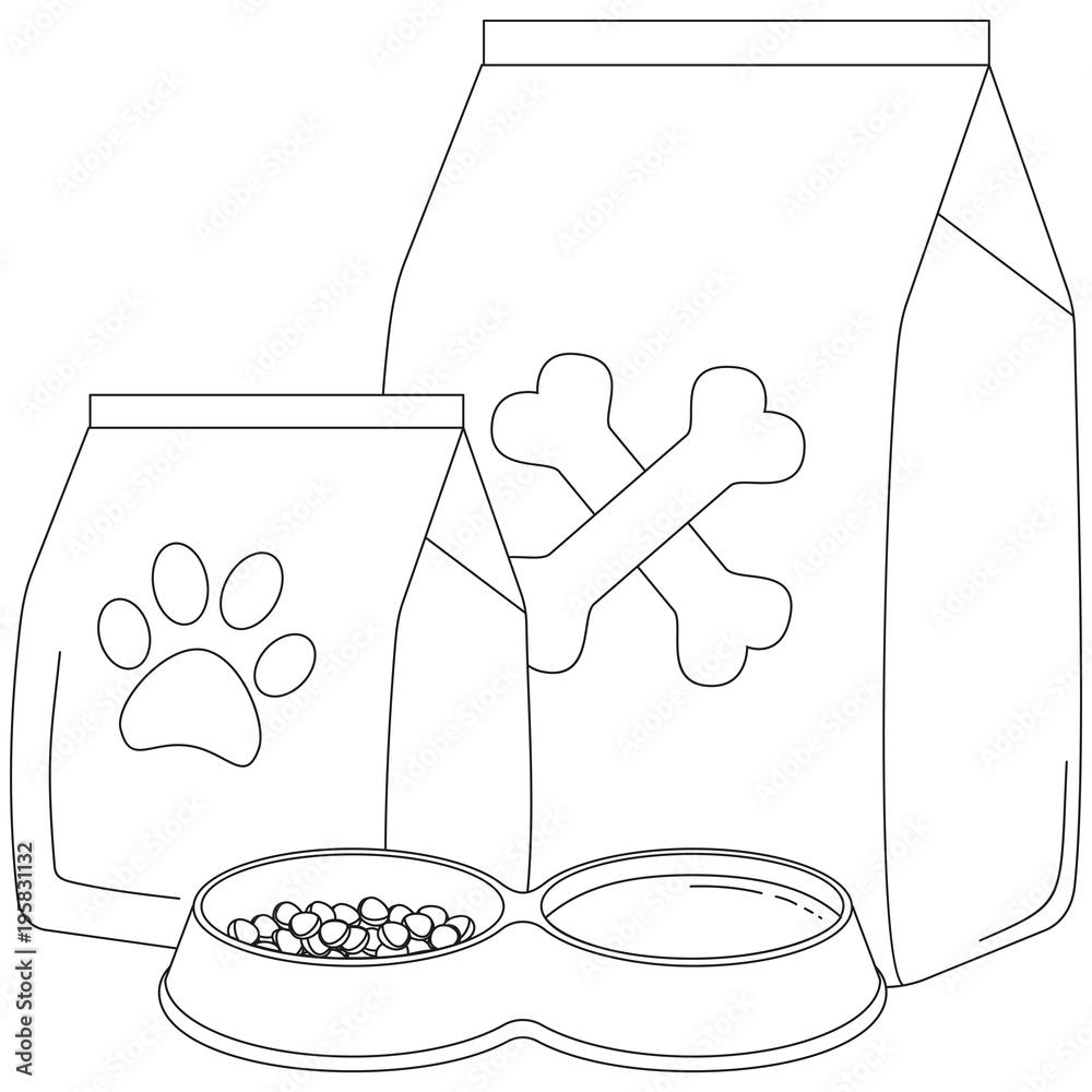 Line art black and white pet food poster Stock Vector Adobe Stock