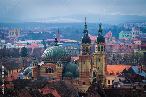 Sibiu Holy Trinity Cathedral viewed from the Evangelical Church