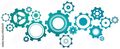 Linked Cogwheels Design - Vector Illustration