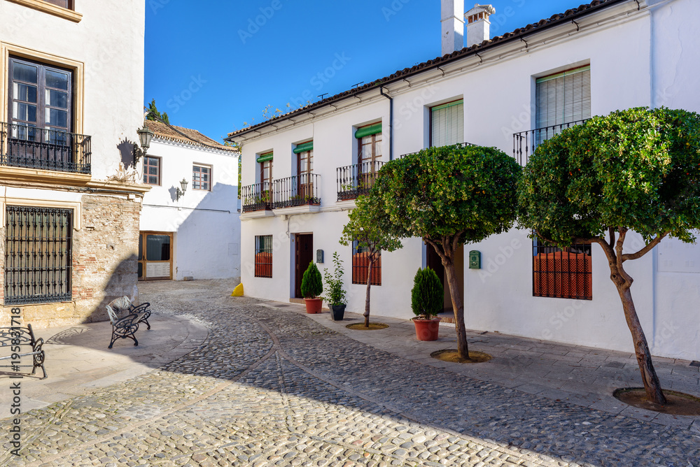 Beautiful yard with old architecture in Ronda town, Spain