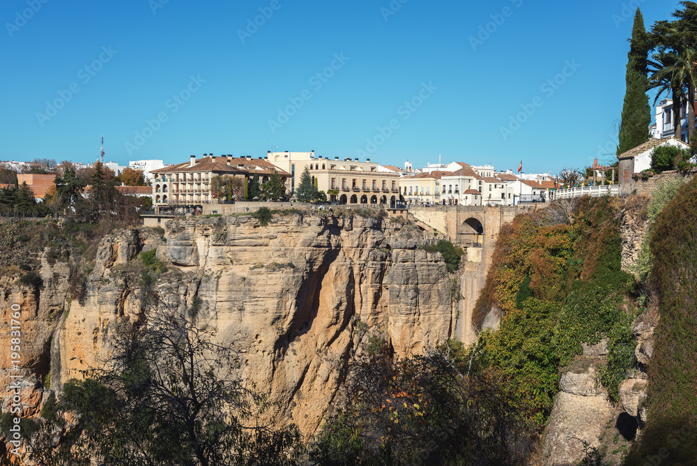 Architecture of Ronda town, located on high cliffs