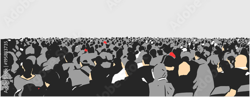 Illustration of large sitting audience in color
