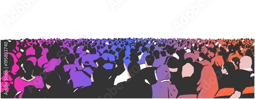 Illustration of large sitting audience in color