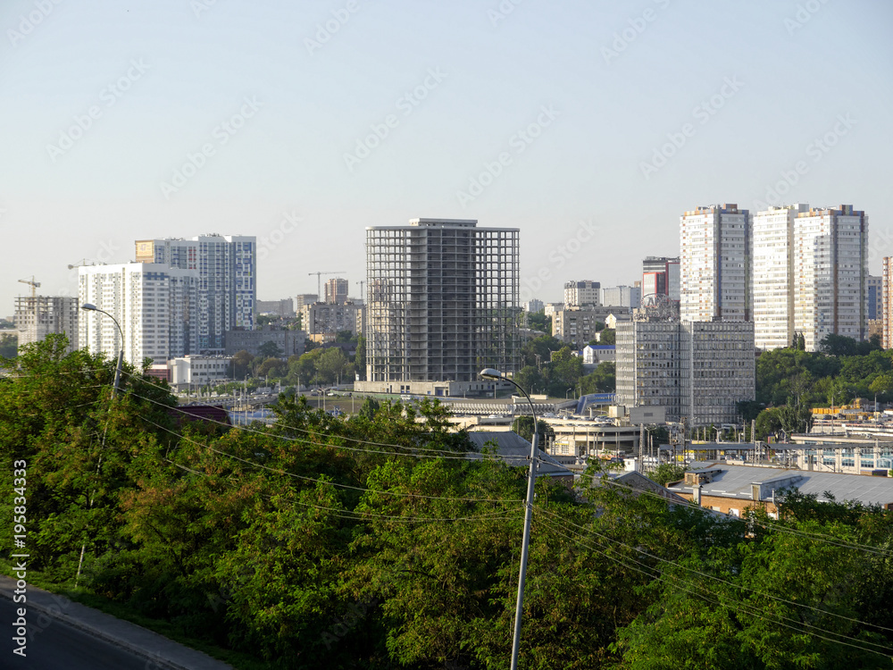 Fototapeta premium The panorama from the hight to Rostov on Don city. Russia