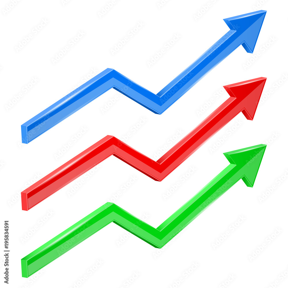 Colored financial up moving arrows. Rising trend Colored financial up moving arrows. Rising trend