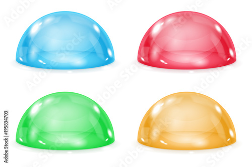 Glass dome. Colored shiny transparent semi spheres